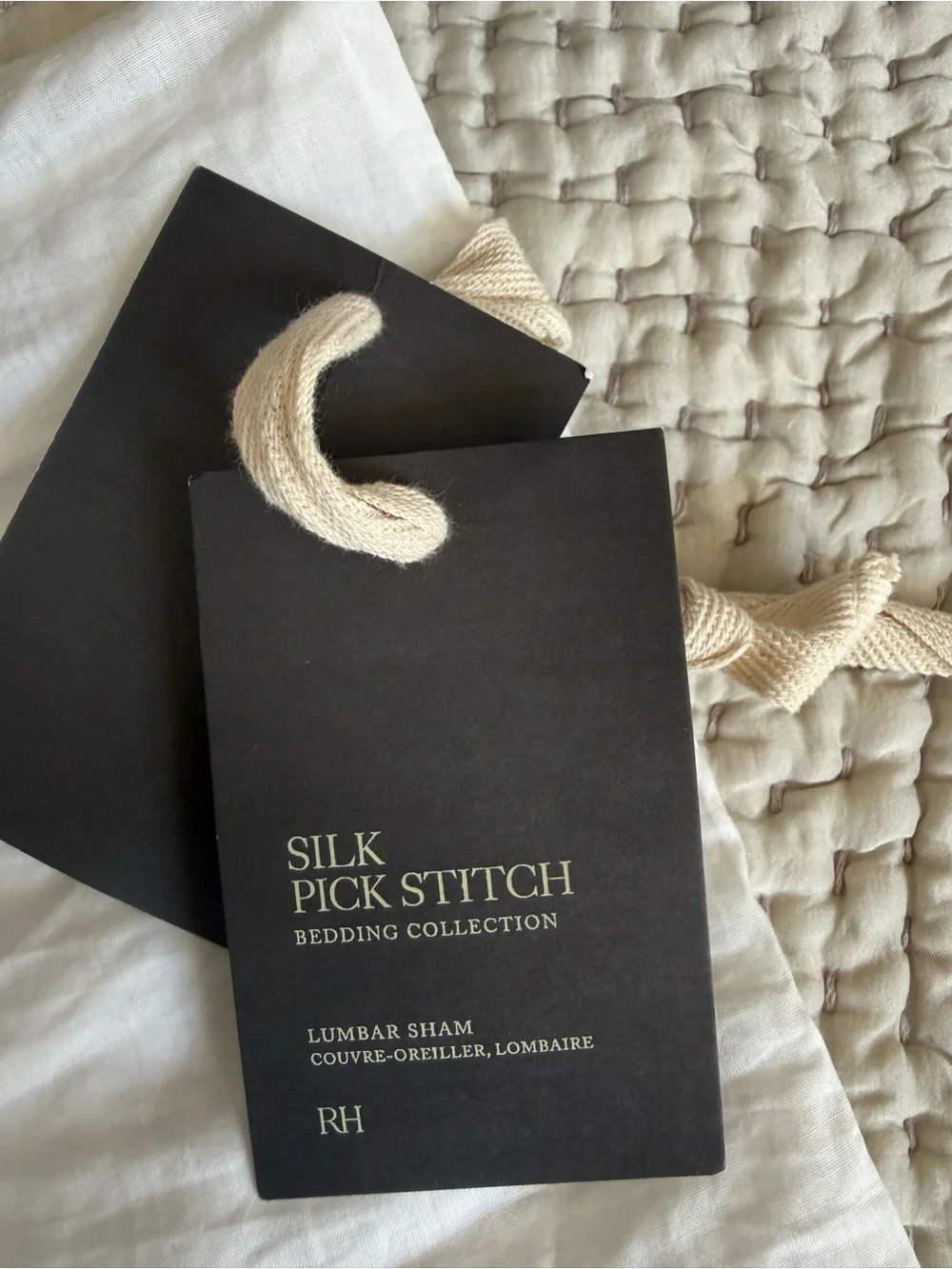 RH Silk Pick Stitch Shams Pair - Mist Grey NWT